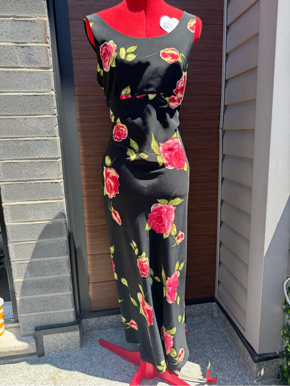 Jessica Black Maxi Dress with Red Rose Print